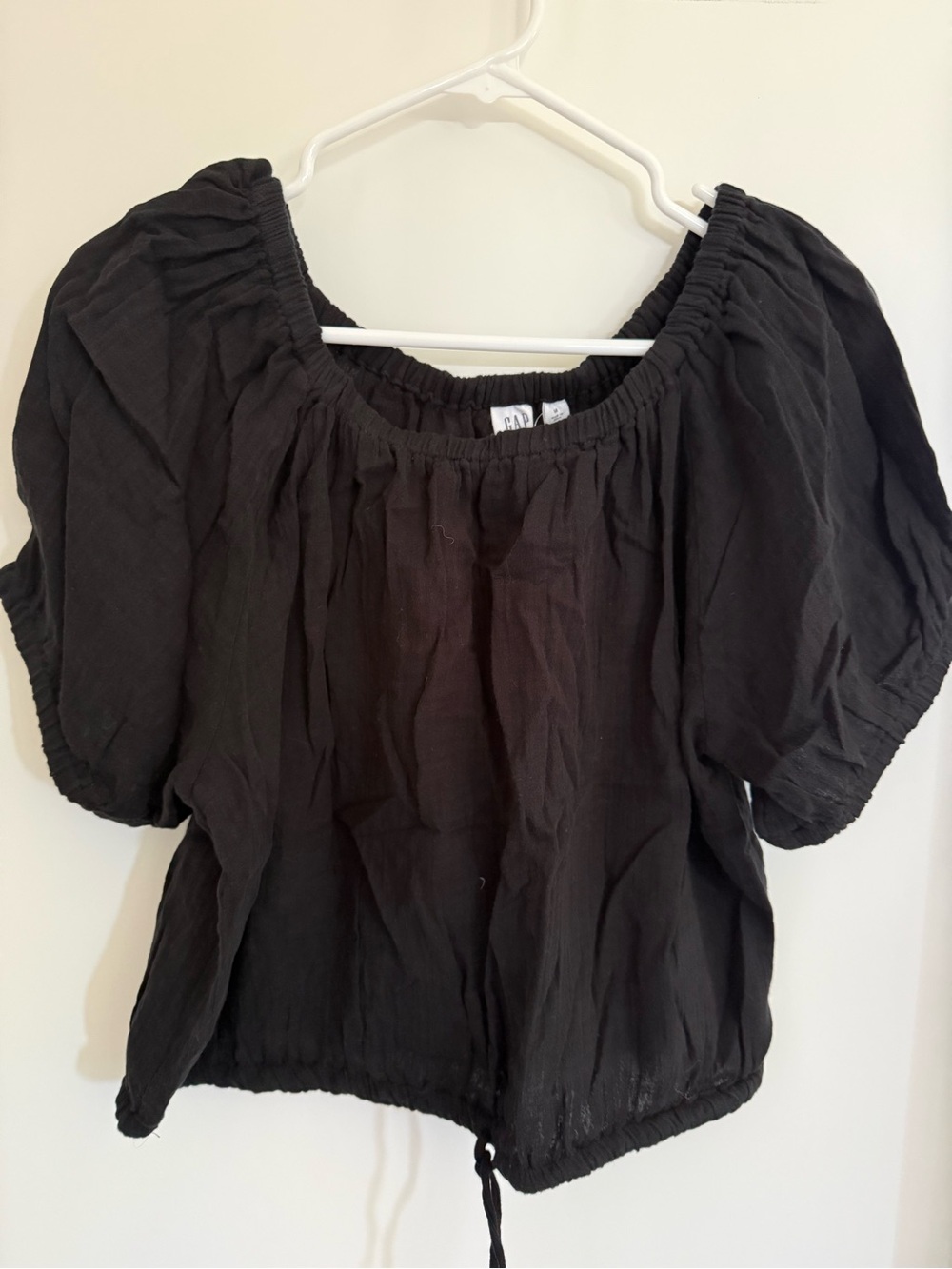 Gap Factory Black Puff-Sleeve cinch Top - Women